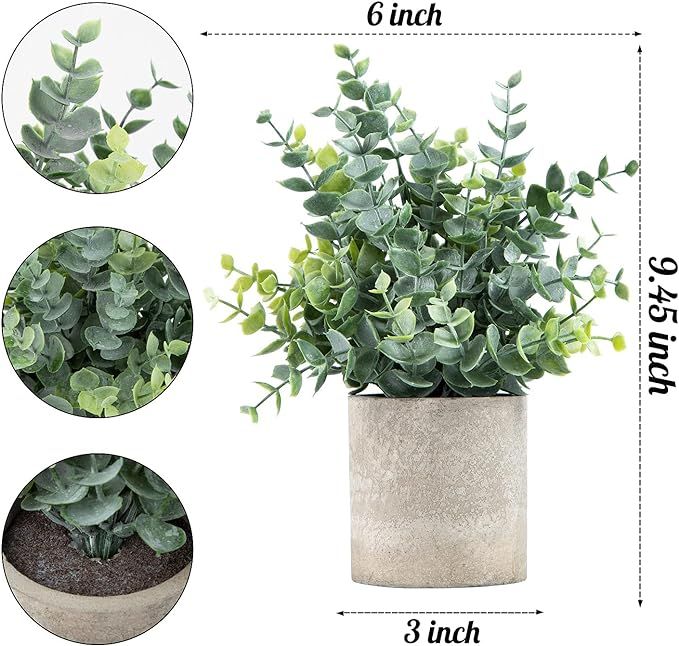 Coferset 2 Pack Small Fake Plants Eucalyptus Potted Artificial Plants for Shelf Desk Home Bathroo... | Amazon (US)