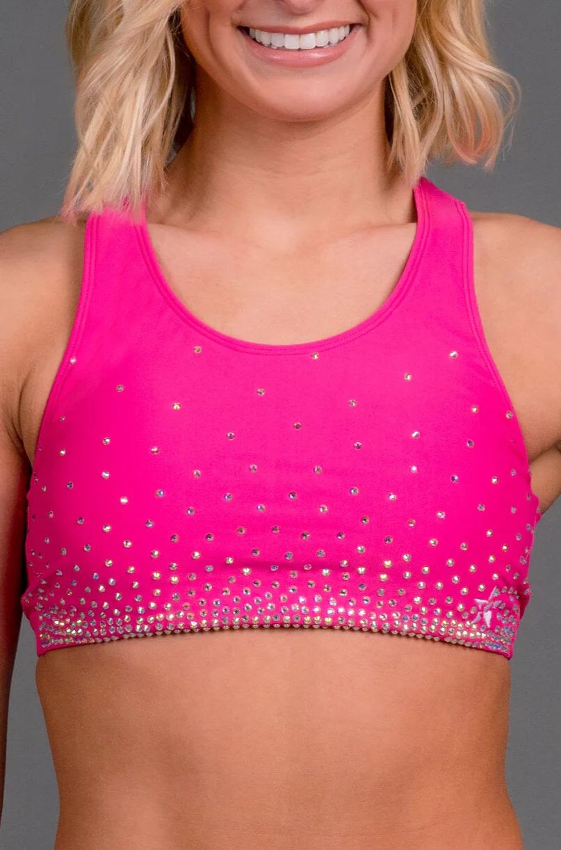 On the Go Sports Bra in Hyper Pink Crystal | Rebel Athletic