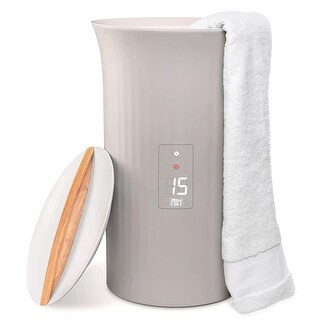 LiveFine Towel Warmer Large Bucket Style Luxury Heater with LED Display - Grey | Bed Bath & Beyond
