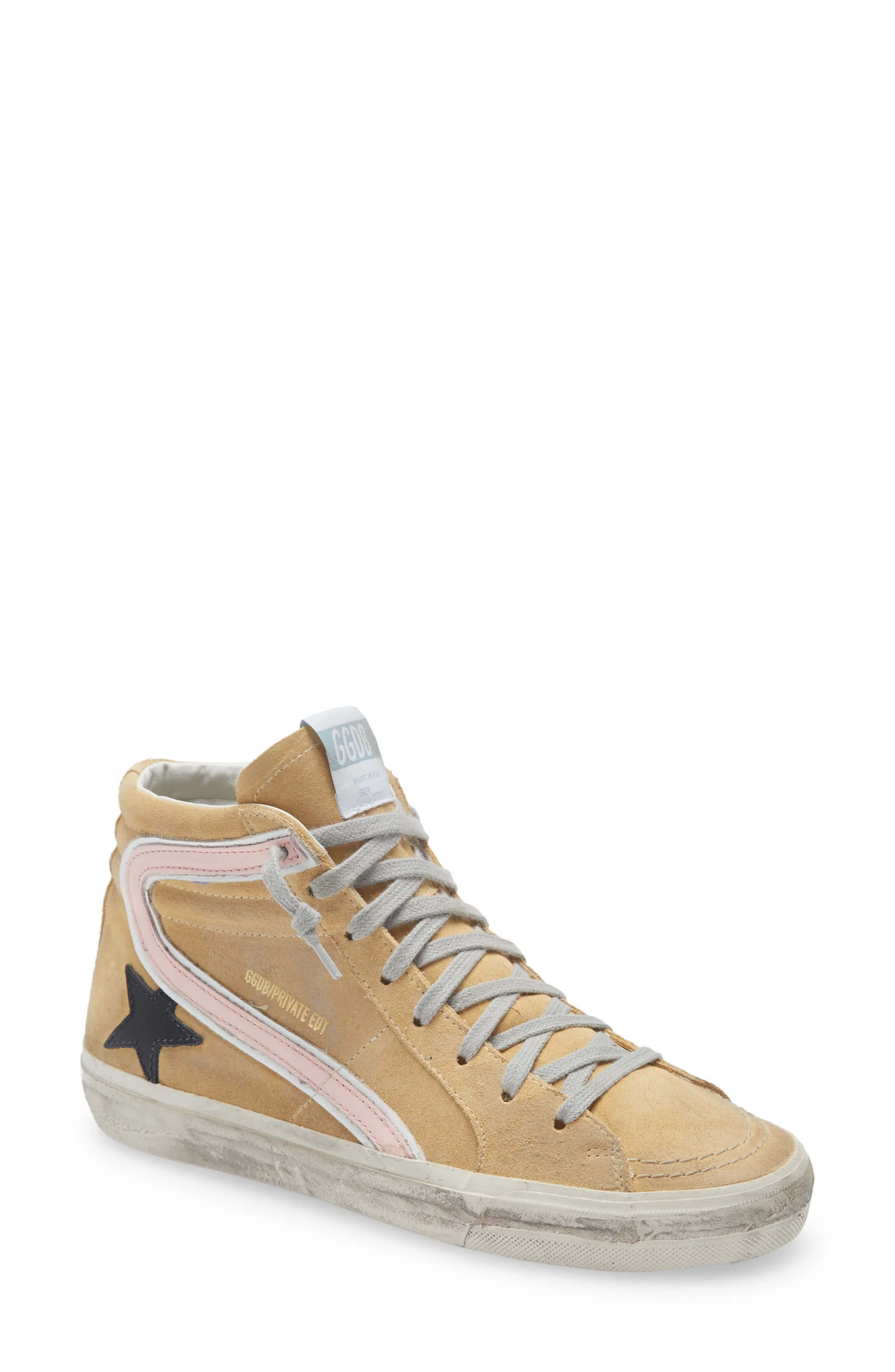 Golden Goose Slide High Top Sneaker in Sand/Black/Rose Quartz at Nordstrom, Size 7Us | Nordstrom