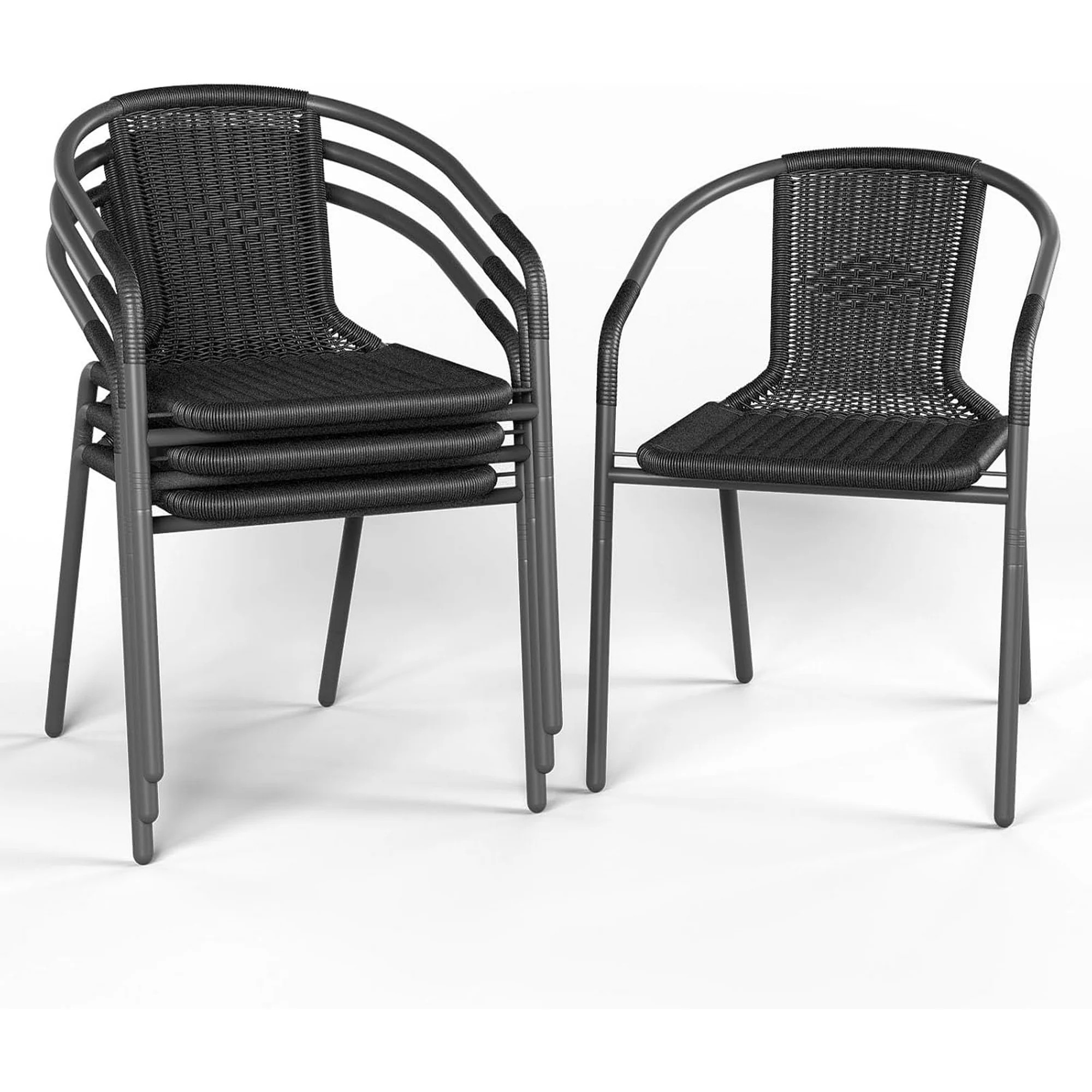 ELPOSUN Outdoor Dining Chairs Set of 4, Wicker Patio Chairs with Metal Frame, Rattan Indoor-Outdo... | Walmart (US)