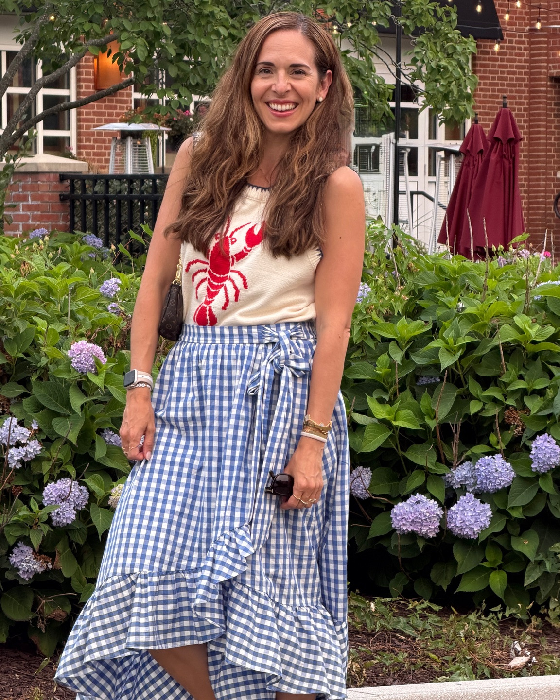 Rushing home from girls night to our kids 😂 lol
Have been wearing this lobster knit top on repeat with my beautiful gingham blue and white wrap skirt and my red jellies for daytime or designer inspired wedge heels for date night or night out with the girls! My skirt is an extra 70% off clearance right now! The perfect coastal outfit for a New England Summer 🦞🌊🐚

#LTKootd #LTKmomlife #LTKSaleAlert