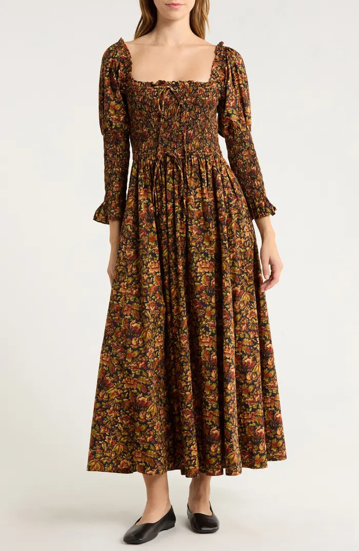 DÔEN Bijou Floral Long Sleeve Organic Cotton Dress | Nordstrom | Nordstrom