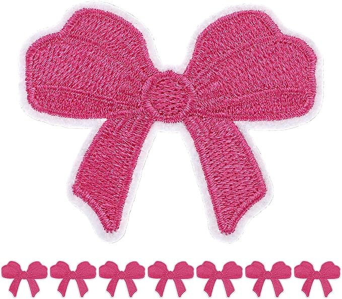 8 pcs Bow Patches, Pink Bow Embroidered Iron On Patches Bow Patch Sticker, Size Small Cute Pink P... | Amazon (US)