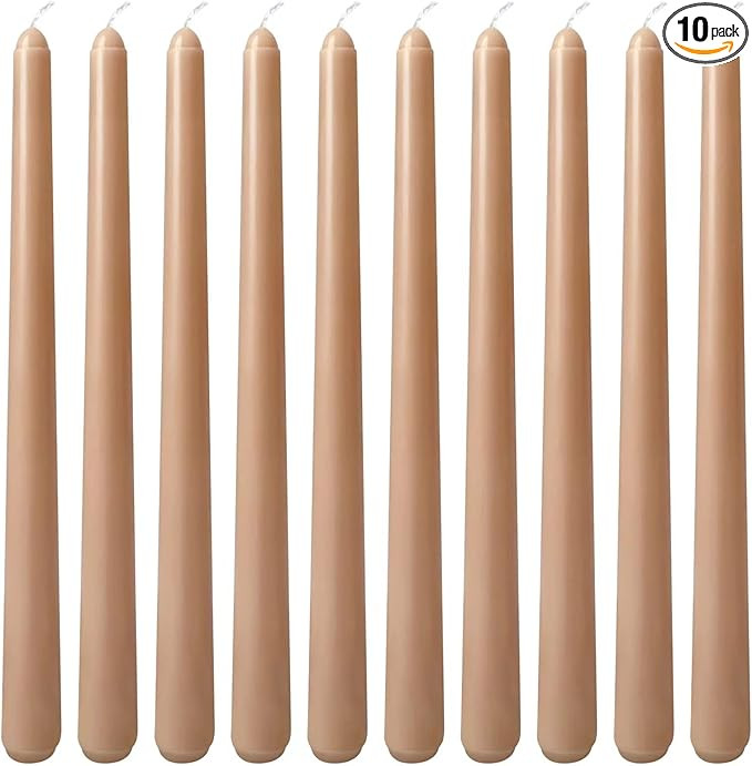 10 Inch Light-Mocha Taper Candles for Home Decoration, 10 Pack Unscented Candlesticks for Dinner ... | Amazon (US)