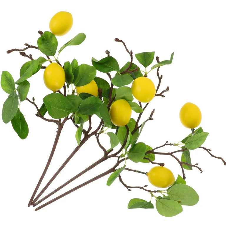 4pcs Lifelike Fake Lemon Branch Household Fake Fruit Decoration Farmhouse Fake Lemon Stem Ornamen... | Walmart (US)