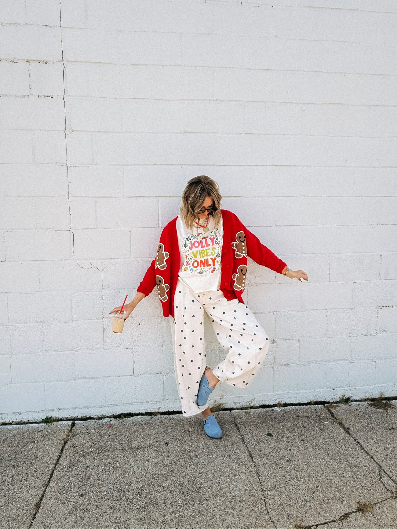 paint it polka dot barrel leg jeans - blue | Etta+East