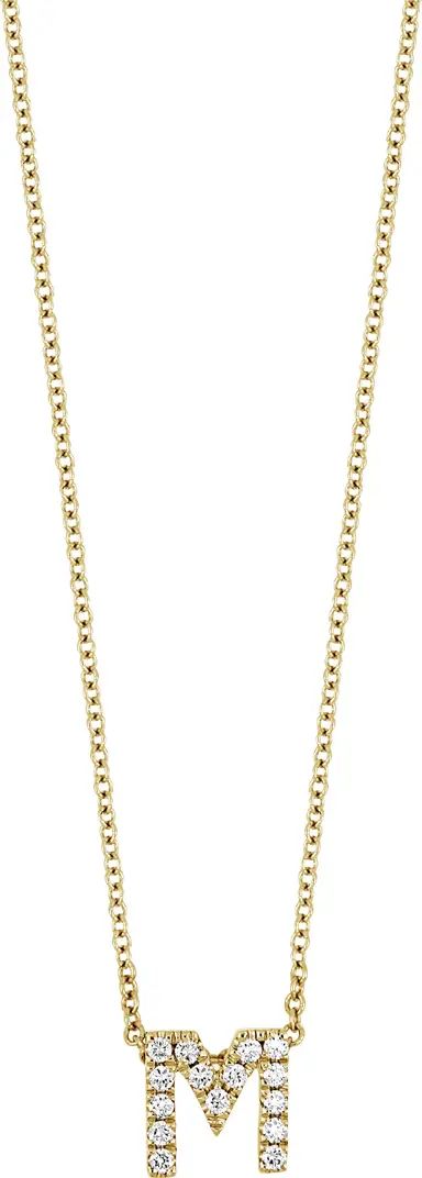 18k Gold Pavé Diamond Initial Pendant Necklace | Nordstrom