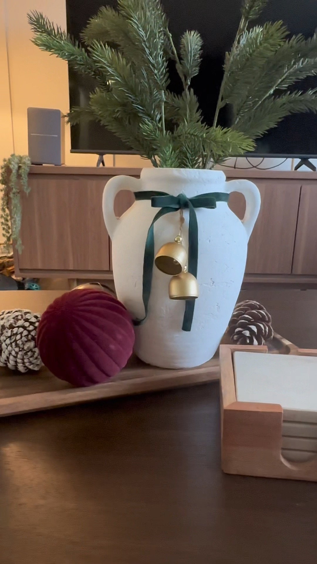 Decorate my living room coffee table with me!

Grab a wooden tray, add your favourite vase and tie some ribbon and bells around it. Throw in some pinecones and ornaments with your fav candle and you’ve got the perfect centrepiece!

I also love stacked books with these gorgeous vintage bells from luxe b. These bells are a staple in my home! 

Canada links some USA links 

#LTKcanada #LTKhome #LTKholiday