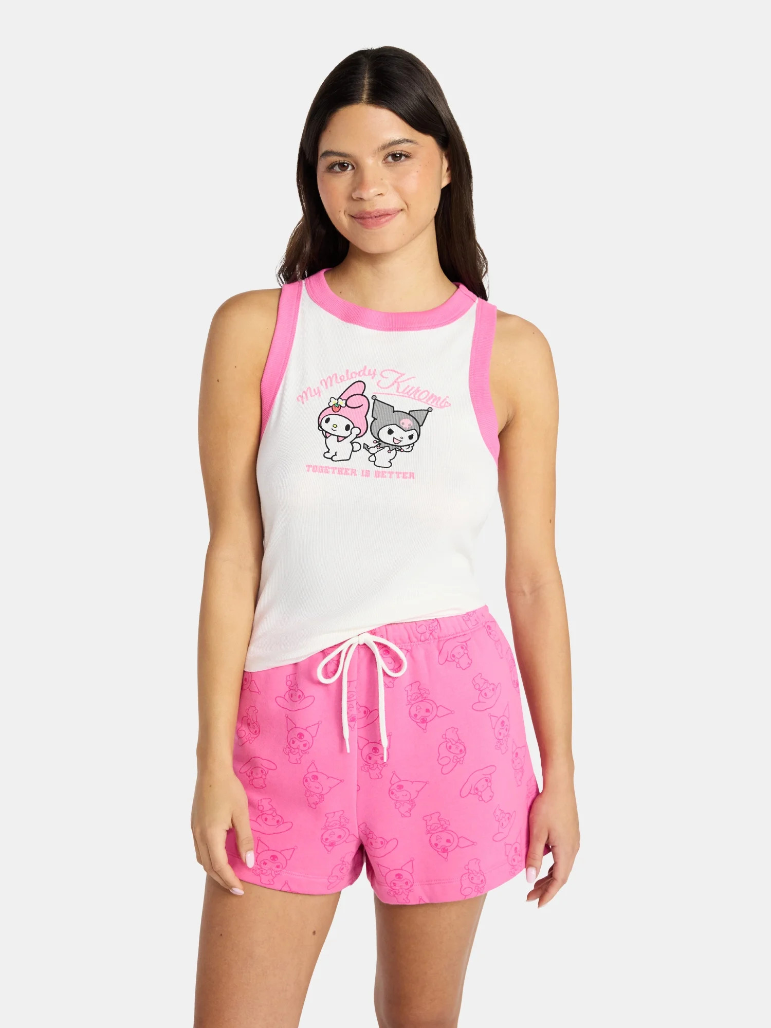 Hello Kitty My Melody and Kuromi Women's Graphic Tank Top and Shorts Set, 2-Piece, Sizes XXS-XXL | Walmart (US)