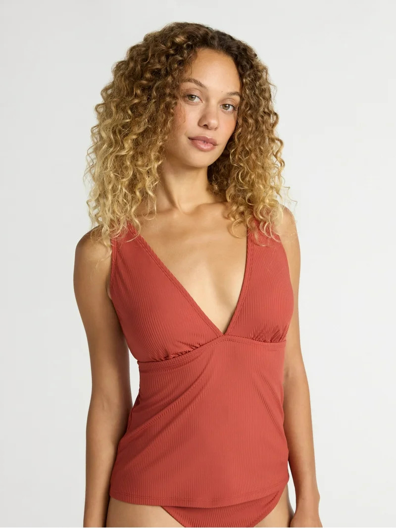 Time and Tru Women's and Women\u2019s Plus V Neck Tankini Top, Sizes XS-2X | Walmart (US)
