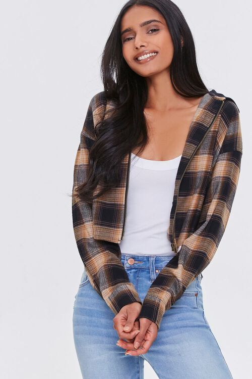 Plaid Zip-Up Hooded Top | Forever 21 (US)