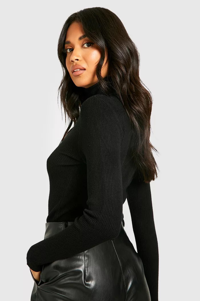 Basic Roll Neck Knitted Jumper | Boohoo.com (UK & IE)