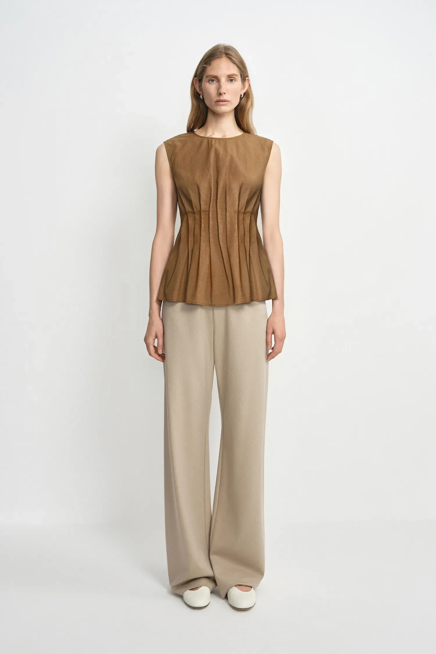 Giulietta Pintuck Top | Breathable Brown Layer | Sustainable | Rue Sophie