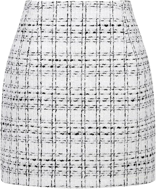 IDEALSANXUN Womens High Waist Plaid Skirt Bodycon Pencil Wool Mini Skirts | Amazon (US)