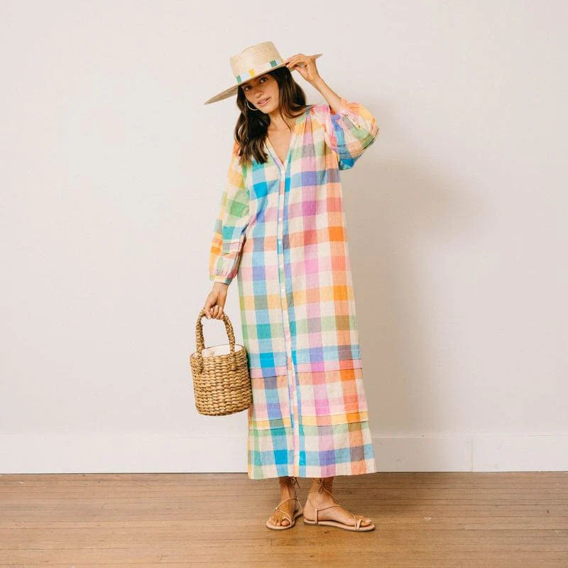 Rainbow Plaid Cleo Dress | Sunshine Tienda