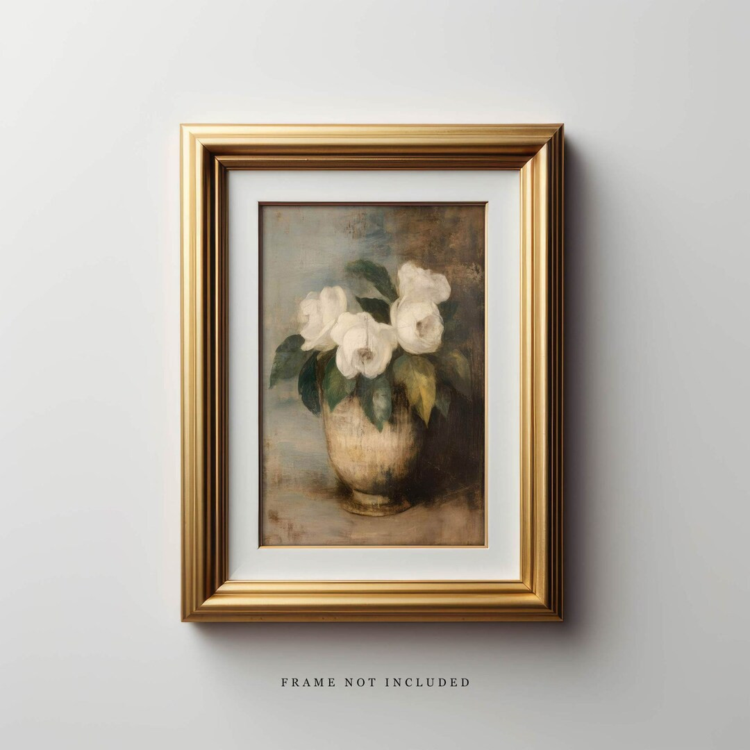 Plank & Pillow Flower Painting Print | Still Life Painting | Vintage Art | Large Print | White Fl... | Etsy (US)