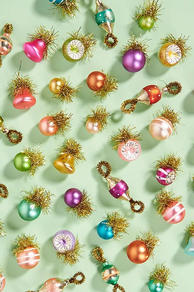 Days of Yore Mini Glass Ornaments, Set of 48 | Anthropologie (US)