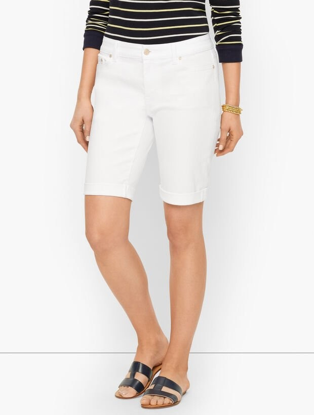 Girlfriend Denim Shorts - White | Talbots