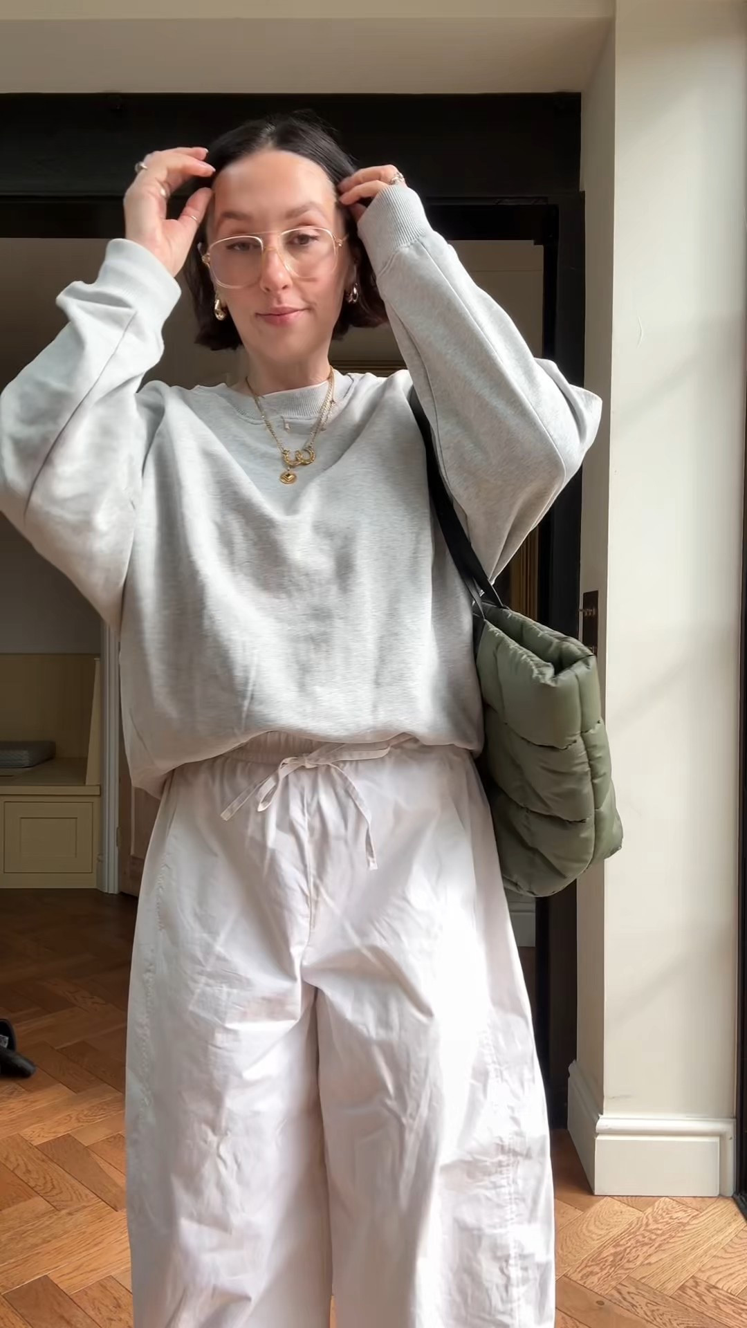 Midsize over 40 outfit idea 💡 

Grey sweat shirt, boxy white t-shirt, grey sweatshirt and balloon leg trousers all from Cos. 

Trainers - adidas gazelles 

Bag - Vee collective 

#LTKmidsize #LTKuk #LTKspring