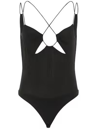 The Andamane - Layla stretch georgette bodysuit - Black | Luisaviaroma | Luisaviaroma
