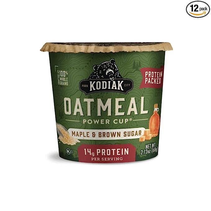 Kodiak Cakes Instant Protein Maple & Brown Sugar Oatmeal in a Cup, 2.12oz (Pack of 12) | Amazon (US)