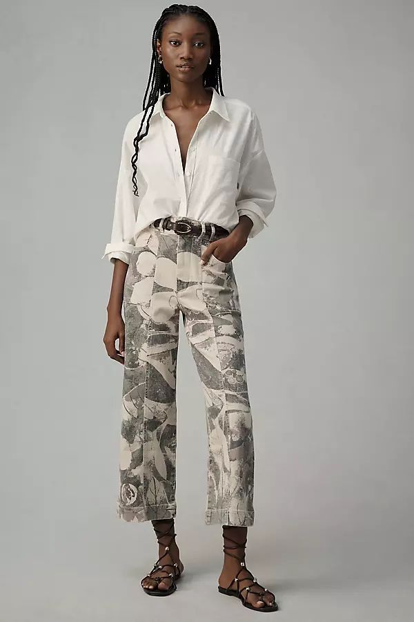 The Skipper Seamed High-Rise Crop Wide-Leg Pants by Pilcro: Camo Edition | Anthropologie (US)