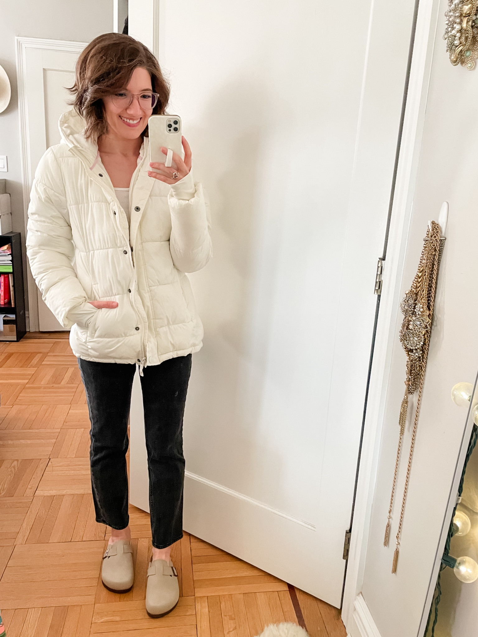 White puffer jacket: TTS
Tee: TTS
Jeans: size up 2, wearing the regular length
Clog: TTS

#LTKsalealert #LTKfindsunder100 #LTKstyletip