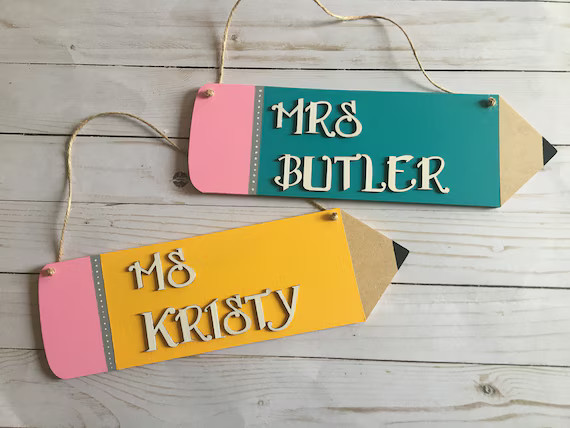 Teacher Pencil Name Sign  Christmas Gift for Teacher  - Etsy | Etsy (US)