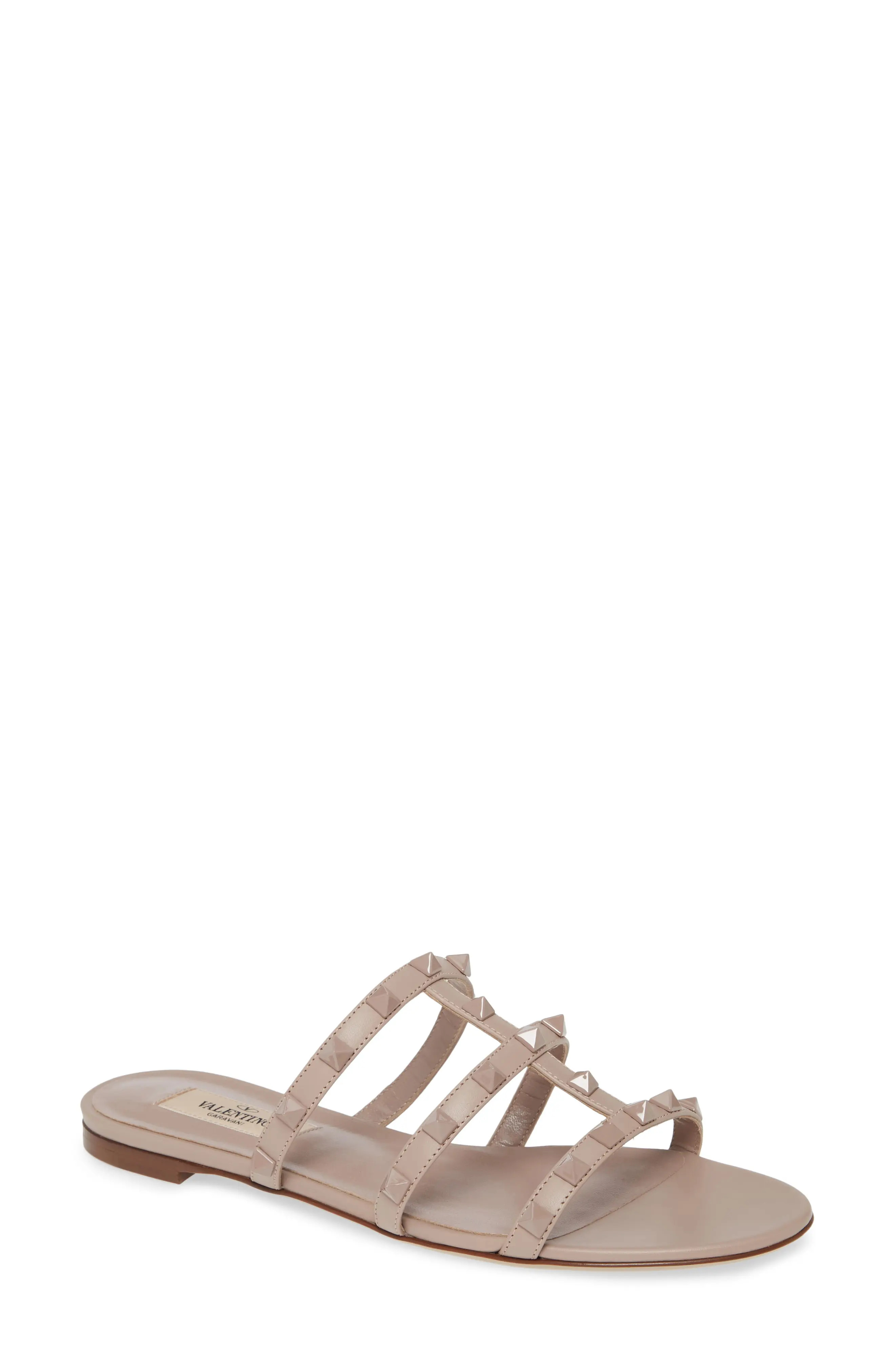 Women's Valentino Garavani Rockstud Slide Sandal, Size 8US - Beige | Nordstrom