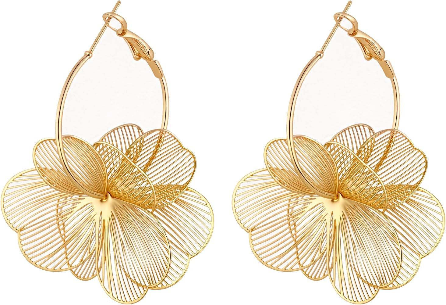 Dangle Flower Earrings for Women Statement Trendy Hoop Drop Earring | Amazon (US)