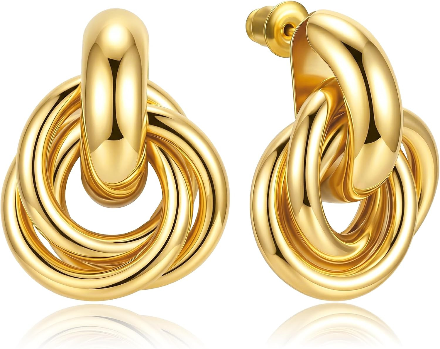 14K Gold Plated Chunky Statement Earrings for Women Trendy Hypoallergenic | Amazon (US)