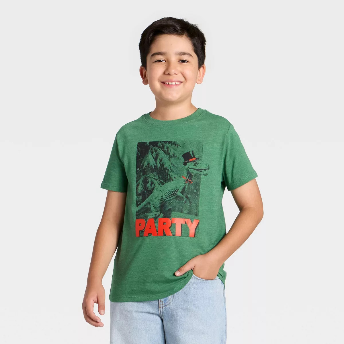 Boys' Short Sleeve Dino Party Graphic T-Shirt - Cat & Jack™ Green M | Target