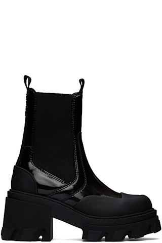 GANNI - Black Cleated Heeled Mid Chelsea Boots | SSENSE