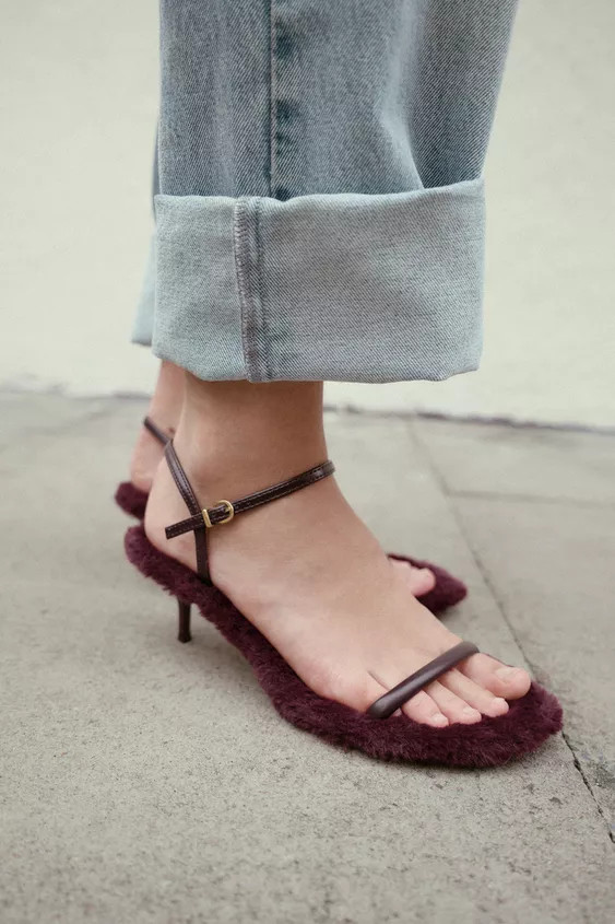 FAUX FUR SOLE HEELED SANDALS | Zara US