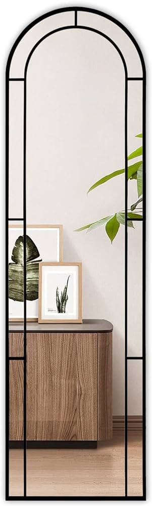 Muzilife 16x56 Window Full Length Mirror, Arched Floor Body Mirror, Windowpane Hanging Door Mirro... | Amazon (US)