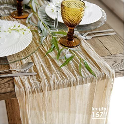 Gauze Table Runner Bulk - Cheesecloth Table Cloth - Holiday Table Runner for Wedding - Rustic Tab... | Amazon (US)