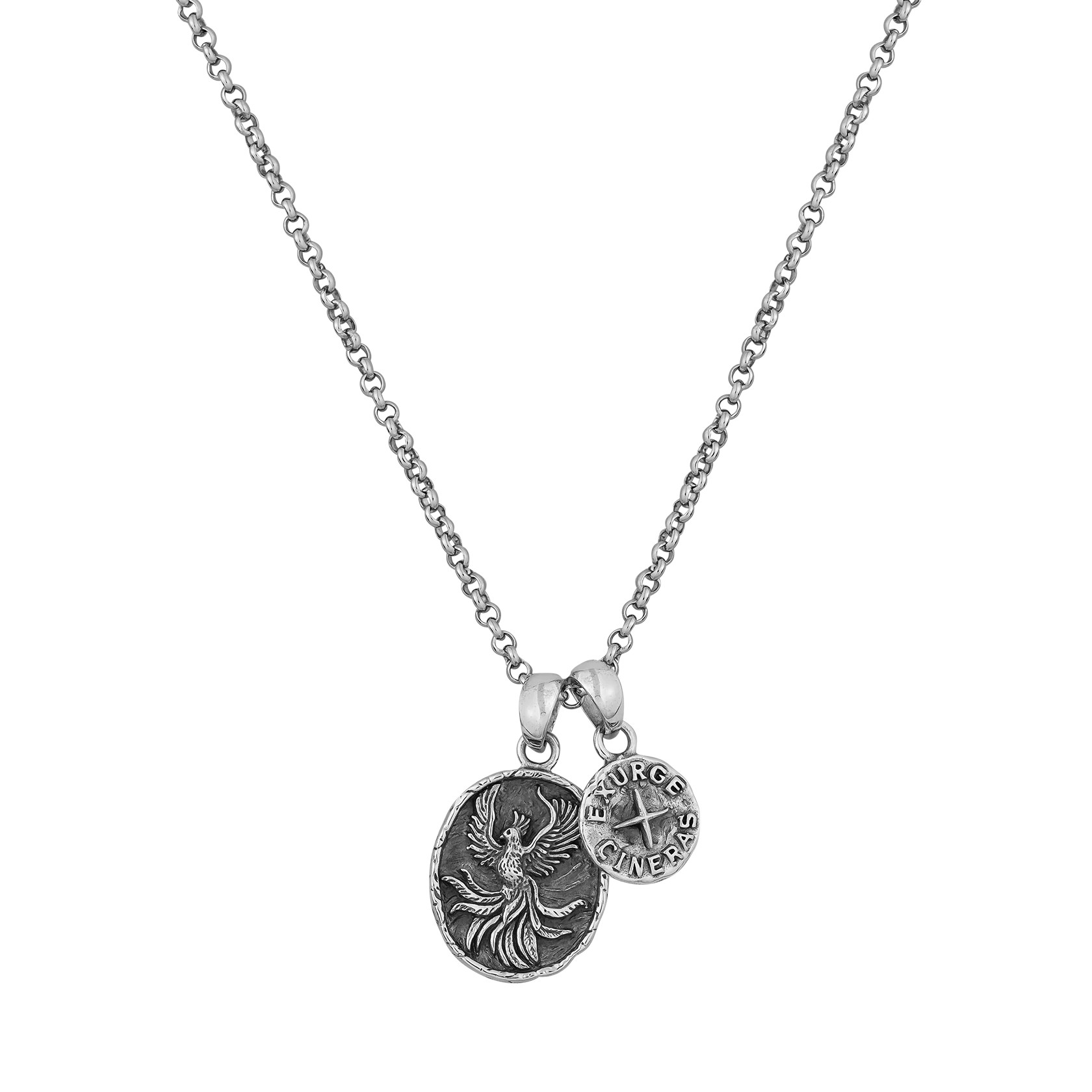 Rise | Sterling Silver Men's Phoenix Pendant Necklace | Clocks and Colours