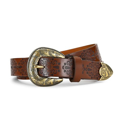 IDUNNVERVE Western Cowgirl Belts for Women – Brown Leather Belt for Jeans with Vintage Country ... | Amazon (US)