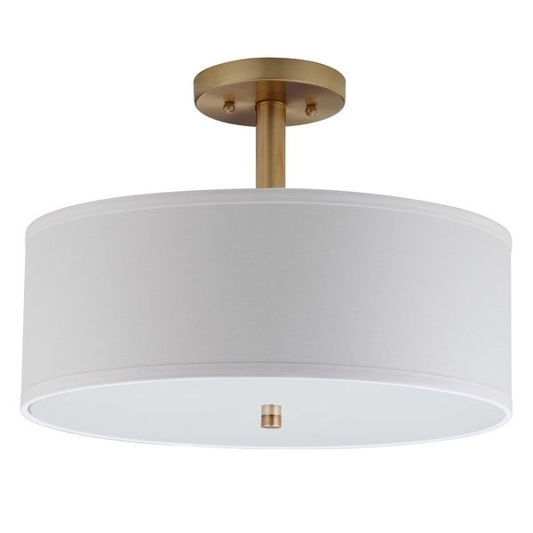 Safavieh Lighting Clara 3-light Gold Ceiling Cotton Drum Light - 16"x16"x11.25" | Bed Bath & Beyond