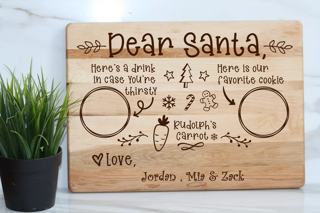 Dear Santa Cookie Tray | Personalized Santa Board| Santa Cookies and Milk| Christmas Gift| Holida... | Etsy (US)