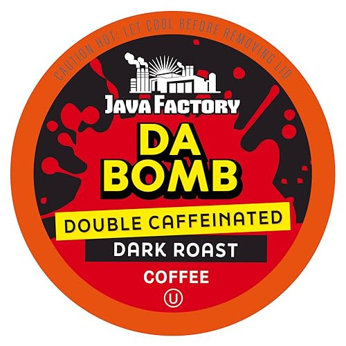 Java Factory Coffee Pods High Caffeine Coffee Compatible with K Cup Brewers Including 2.0, Da Bomb Extra Bold Double Caffeinated, 80 Count | Amazon (US)