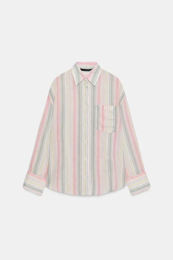 Model height: 181 cmOversize shirt with a regular collar. Long sleeves with drop-shoulders and cu... | Zara UK