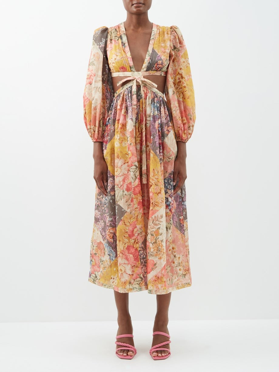 Pattie cutout floral-print cotton dress | Zimmermann | Matches (US)