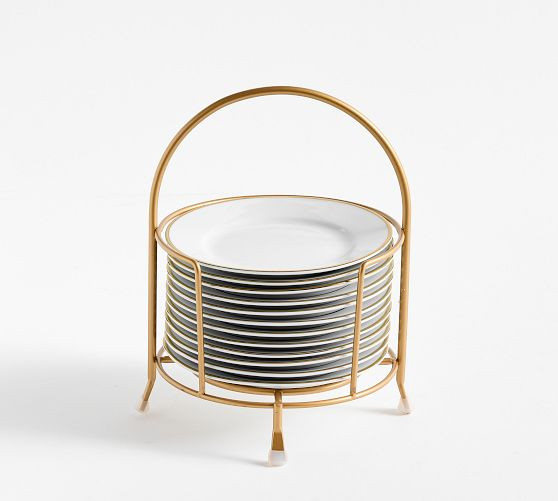 Gold Rim Porcelain Appetizer Plates - Set of 12 | Pottery Barn (US)