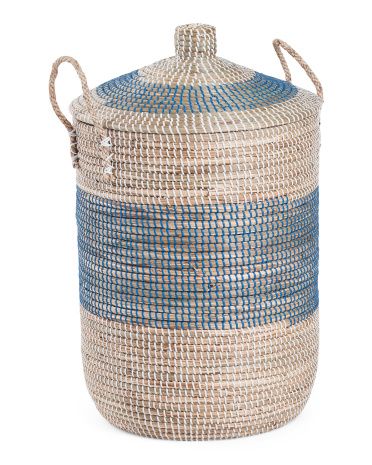 Large Striped Round Hamper With Rope Handles | Marshalls