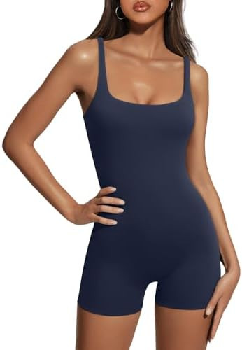 AUTOMET Womens Flattering Shaping Slimming Jumpsuit Supportive Stretchy Soft Romper for Workout V... | Amazon (US)
