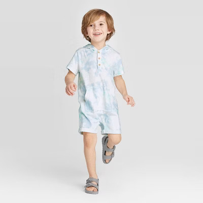 Toddler Boys' Tie-Dye Hooded Romper - art class™ White | Target