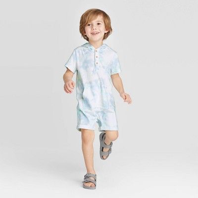 Toddler Boys' Tie-Dye Hooded Romper - art class™ White | Target