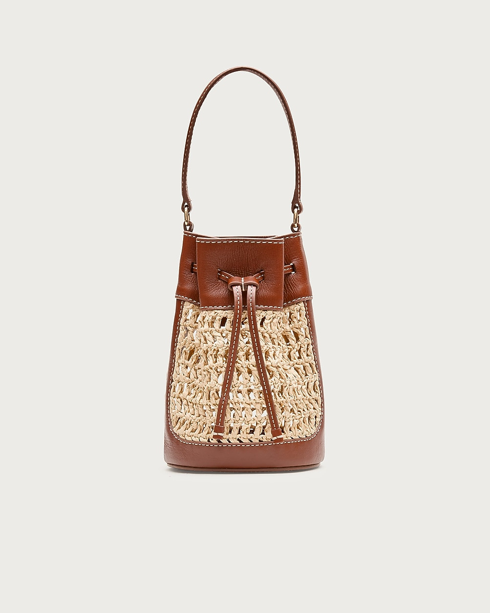 Drawstring bag in straw and leather | J. Crew US
